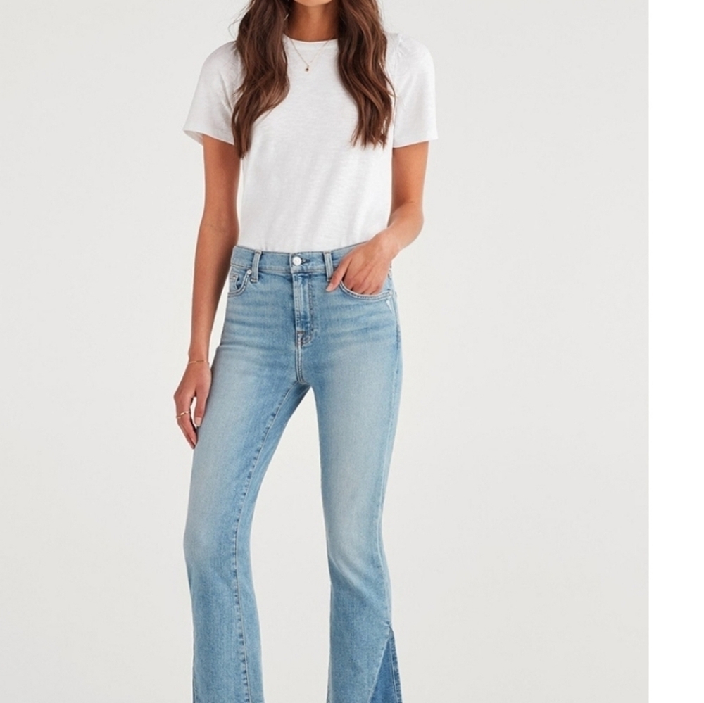7 For Mankind High waist slim Kick Jeans step Hem - Picture 5 of 5